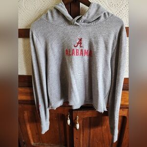 PINK Victoria's Secret Gray Cropped Hoodie Large Alabama Crimson Tide Sequined A